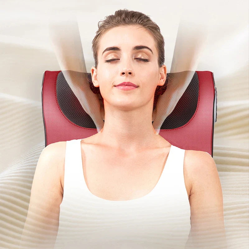 Electric Neck & Shoulder Massage Pillow with Heat – Deep Tissue Back & Body Massager for Home, Office & Car