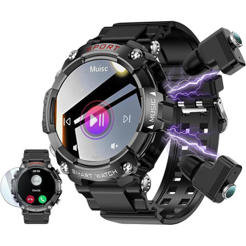 Smart Watch with Wireless Earbuds – Bluetooth Calling, Fitness Tracker & Sports Watch for Men