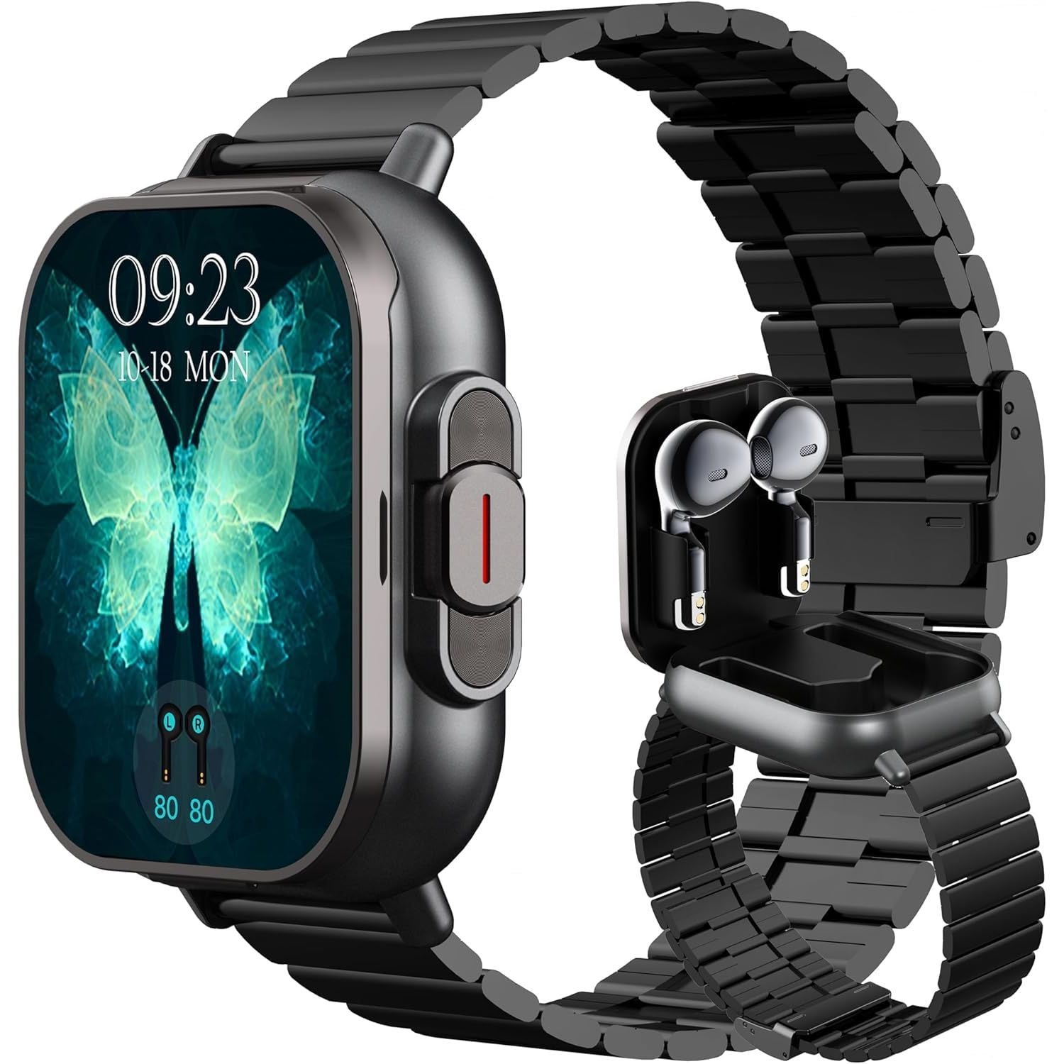Smart Watch with Wireless Earbuds, Heart Rate Monitor & Bluetooth Calls