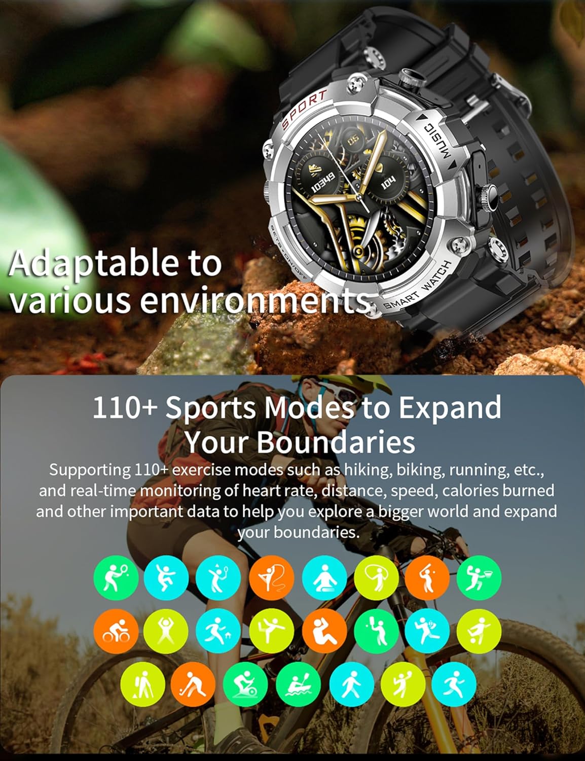 Smart Watch with Wireless Earbuds – Bluetooth Calling, Fitness Tracker & Sports Watch for Men