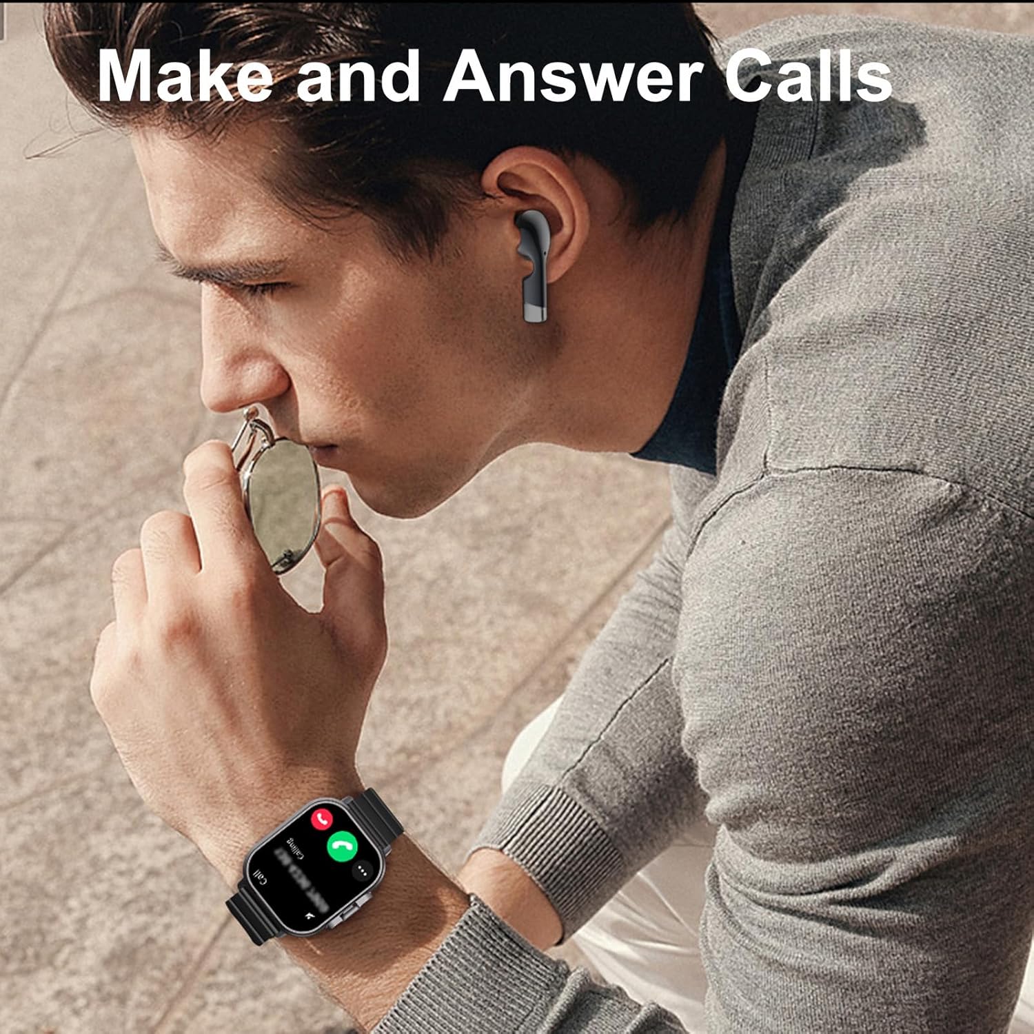 Smart Watch with Wireless Earbuds, Heart Rate Monitor & Bluetooth Calls