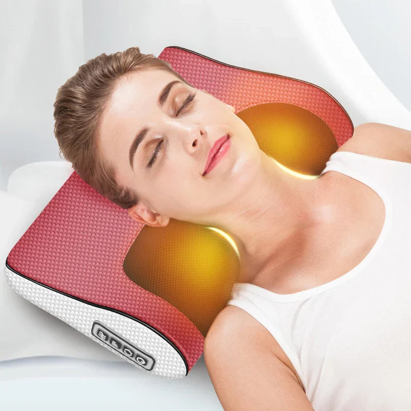 Electric Neck & Shoulder Massage Pillow with Heat – Deep Tissue Back & Body Massager for Home, Office & Car