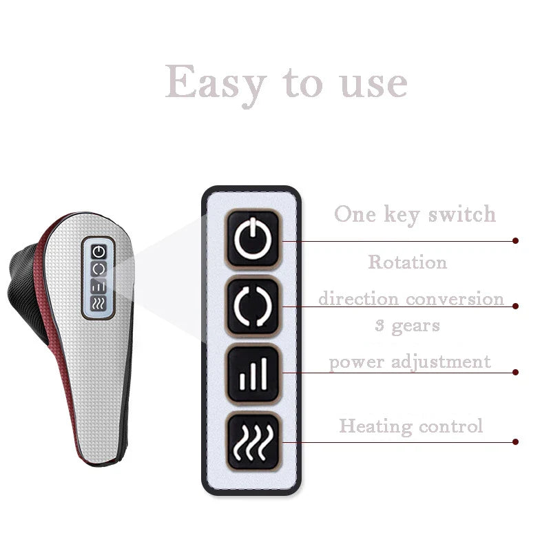 Electric Neck & Shoulder Massage Pillow with Heat – Deep Tissue Back & Body Massager for Home, Office & Car