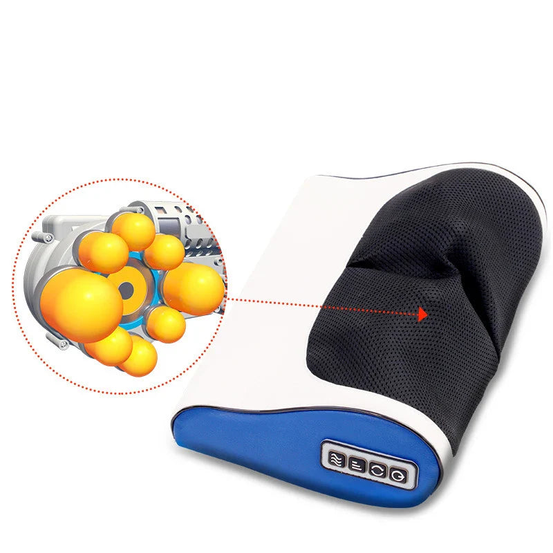 Electric Neck & Shoulder Massage Pillow with Heat – Deep Tissue Back & Body Massager for Home, Office & Car
