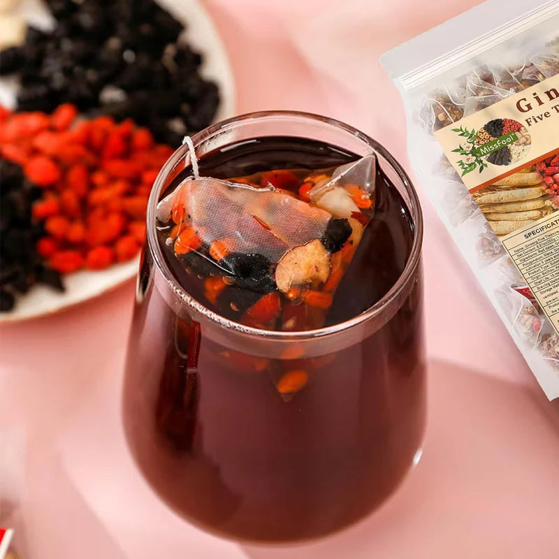 Ginseng Five Treasure Herbal Tea – Traditional Chinese Herbal Blend with 5 Precious Ingredients for Men & Women