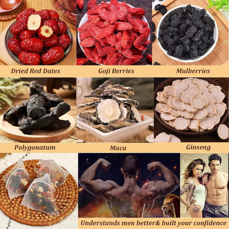 Ginseng Five Treasure Herbal Tea – Traditional Chinese Herbal Blend with 5 Precious Ingredients for Men & Women