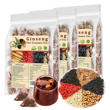 Ginseng Five Treasure Herbal Tea – Traditional Chinese Herbal Blend with 5 Precious Ingredients for Men & Women