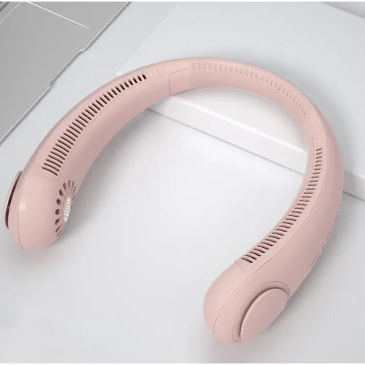 USB Rechargeable Neck Fan, Portable Bladeless Cooling Fan for Travel & Sports Activities