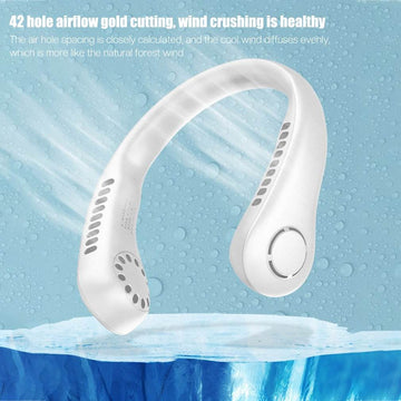 USB Rechargeable Neck Fan, Portable Bladeless Cooling Fan for Travel & Sports Activities
