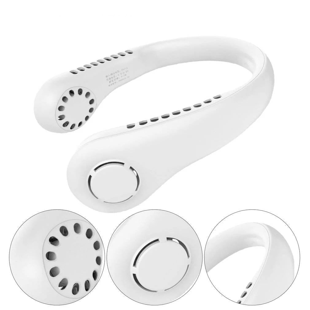 USB Rechargeable Neck Fan, Portable Bladeless Cooling Fan for Travel & Sports Activities