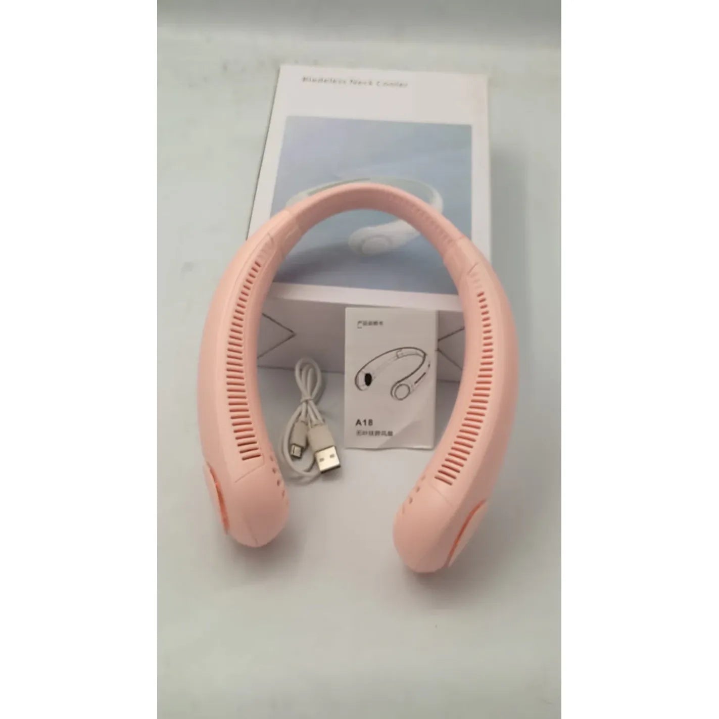 USB Rechargeable Neck Fan, Portable Bladeless Cooling Fan for Travel & Sports Activities